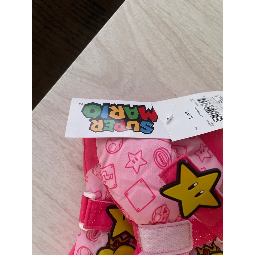 Nintendo Princess Peach Super Mario Kids Pink Ski Gloves 3M Thinsulate L/XL NWT - Picture 7 of 7